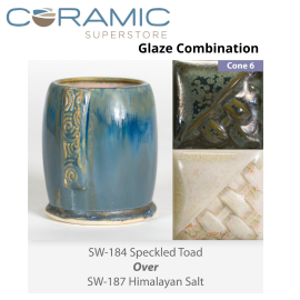 Speckled Toad SW-184 over Himalayan Salt SW-187 Stoneware Glaze Combination